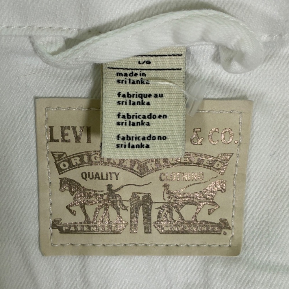 Levis Womens White Denim Trucker Jacket Large Stretch Cotton 77306-0004 - Picture 4 of 9